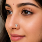 Floral Halo White CZ Nose Pin 925 Sterling Silver Yellow Plated