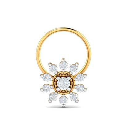 Floral Halo White CZ Nose Pin – 925 Sterling Silver