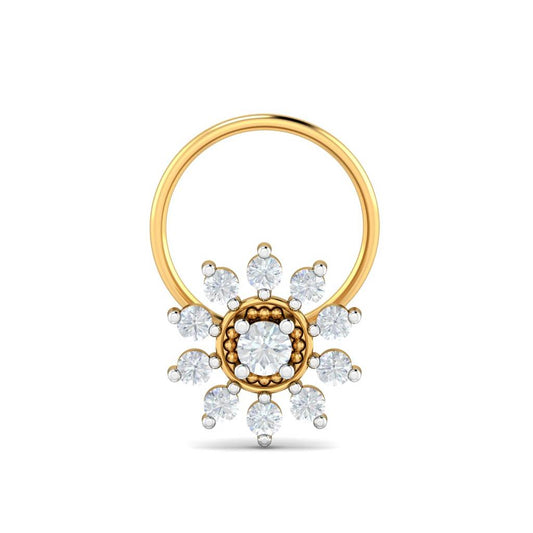 Floral Halo White CZ Nose Pin – 925 Sterling Silver
