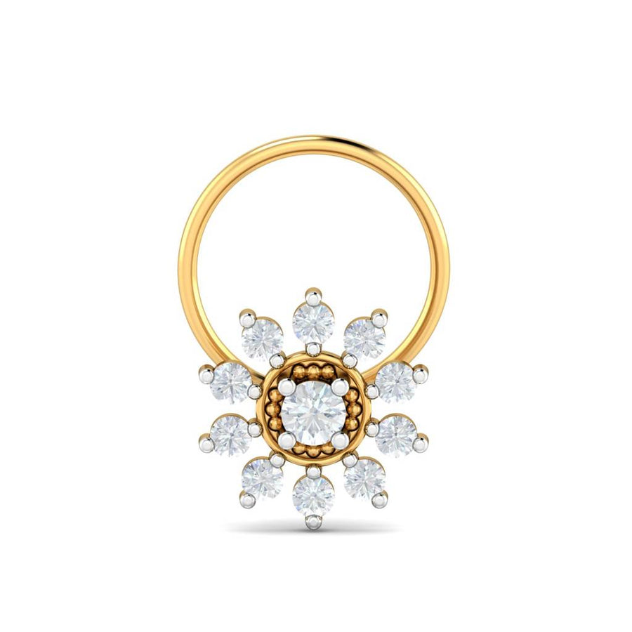 Floral Halo White CZ Nose Pin – 925 Sterling Silver