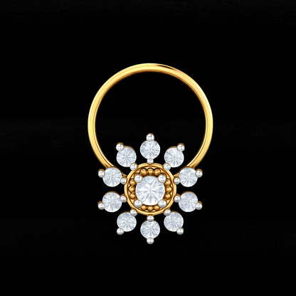 Floral Halo White CZ Nose Pin – 925 Sterling Silver