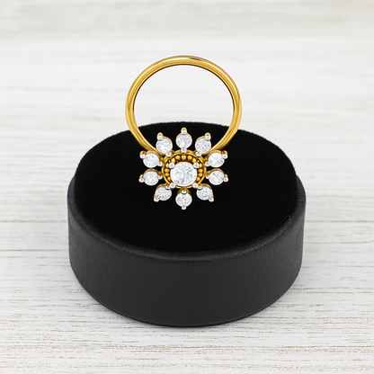 Floral Halo White CZ Nose Pin – 925 Sterling Silver