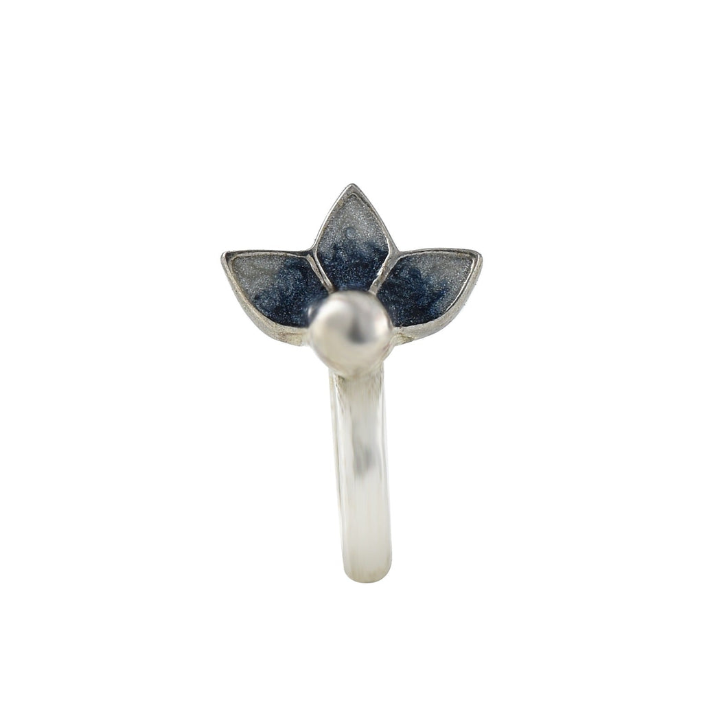 925 Sterling Silver Blue Enamel Lotus Nose Pin