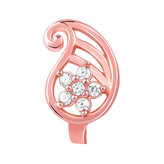 Paisley White CZ Floral Nose Pin – 925 Sterling Silver