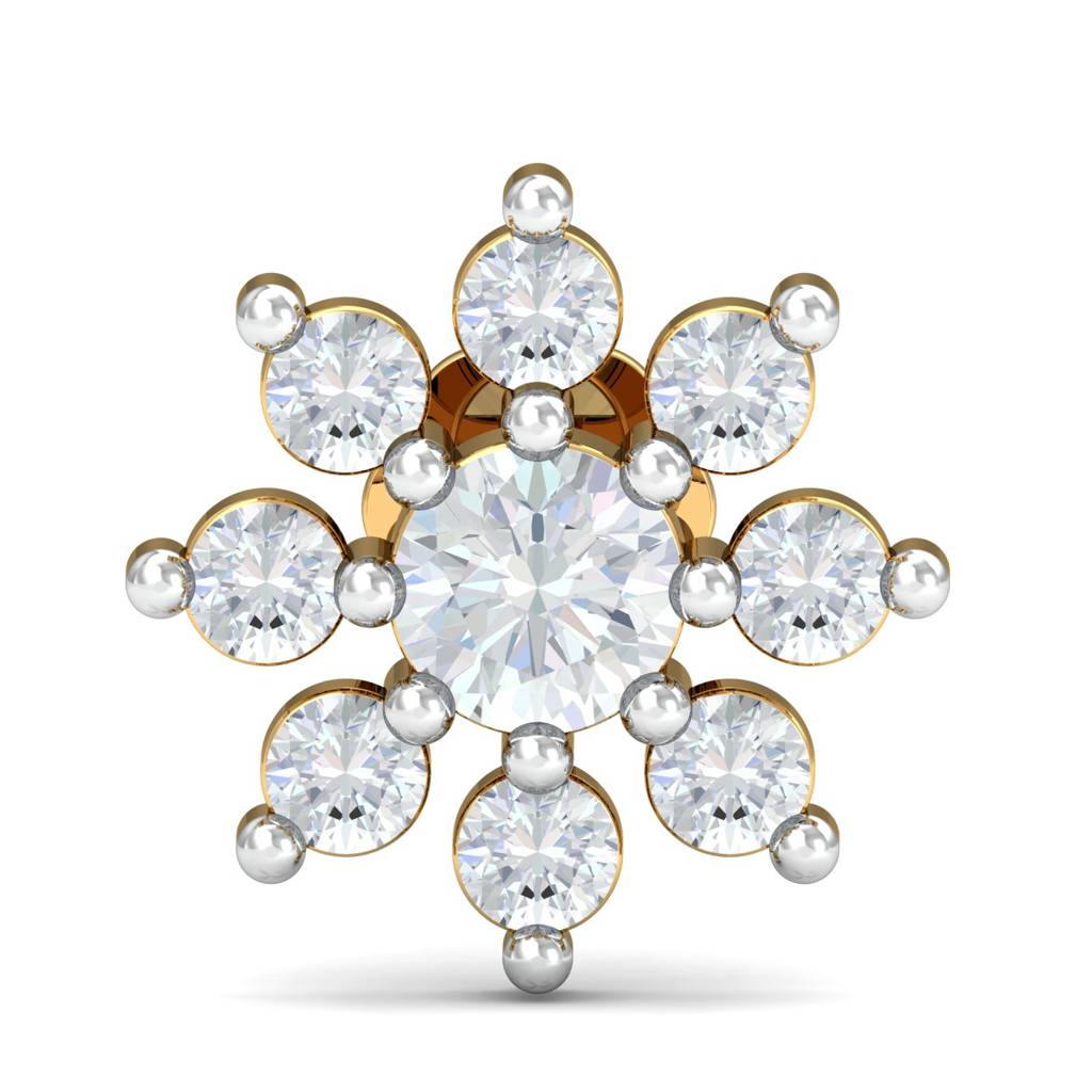 Eight-Stone Halo Floral White CZ Nose Pin – 925 Sterling Silver