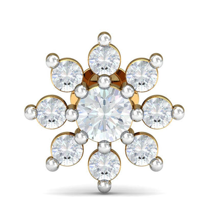 Eight-Stone Halo Floral White CZ Nose Pin – 925 Sterling Silver