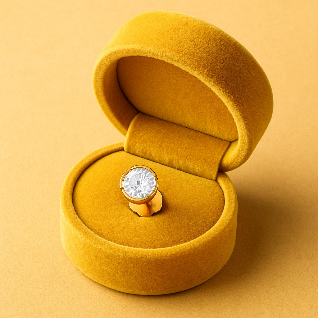 Classic Solitaire White CZ Nose Pin 925 Sterling Silver Yellow Plated