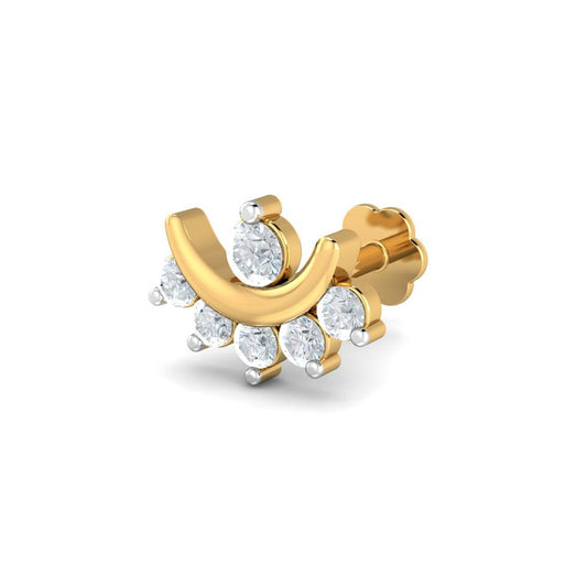 Crescent White CZ Nose Pin – 925 Sterling Silver