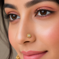 Radiant Floral White CZ Nose Pin 925 Sterling Silver Yellow Plated