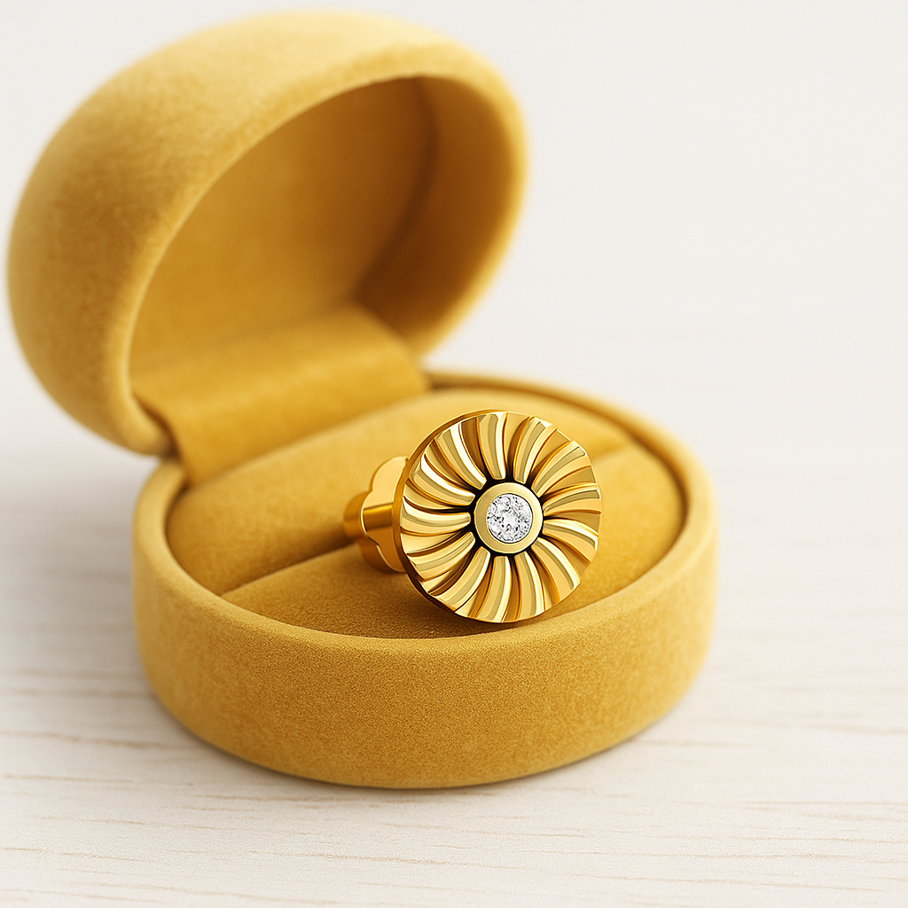 Radiant Floral White CZ Nose Pin 925 Sterling Silver Yellow Plated