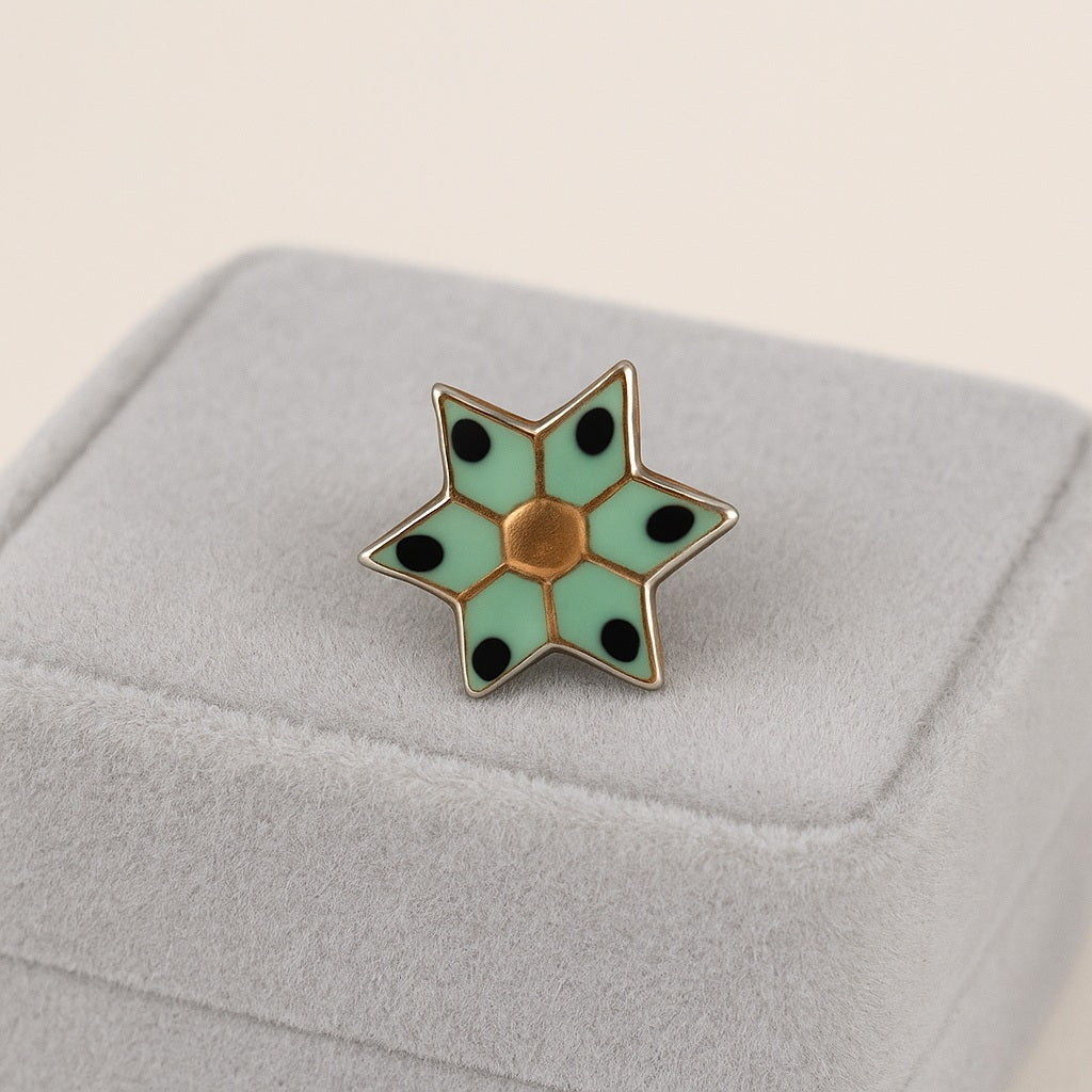 925 Sterling Silver Mint Green & Black Enamel Star Nose Pin