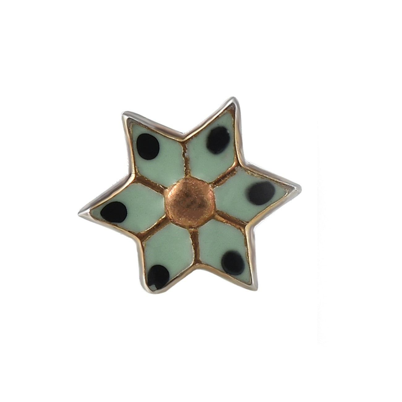 925 Sterling Silver Mint Green & Black Enamel Star Nose Pin