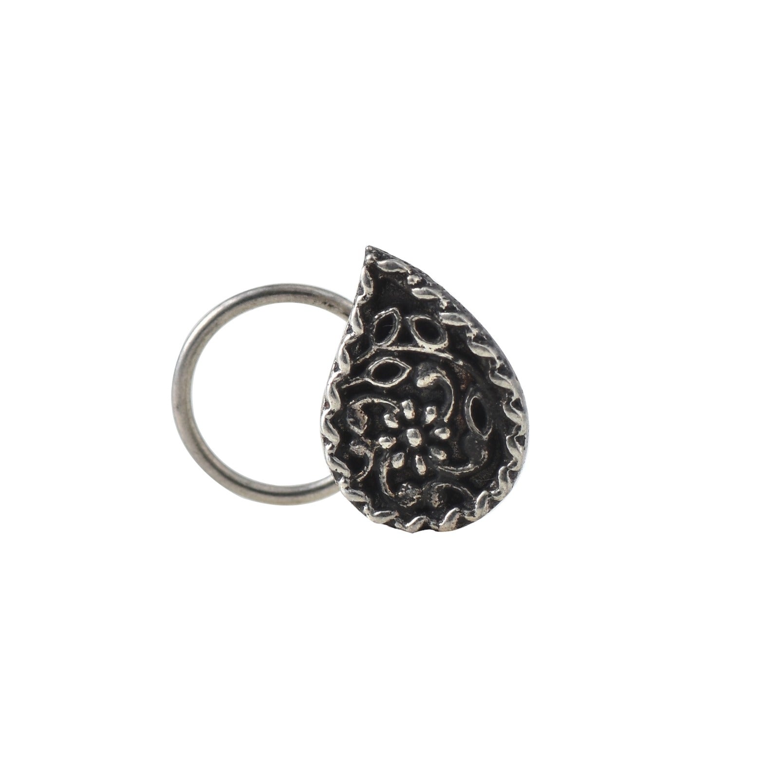 925 Sterling Silver Antique Teardrop Nose Pin