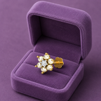Pearl Floral Nose Pin 925 Sterling Silver Yellow Plated