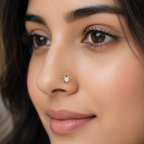 Floral White CZ Nose Pin 925 Sterling Silver Yellow Plated