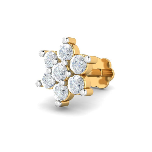 Six-Stone White CZ Flower Nose Pin – 925 Sterling Silver