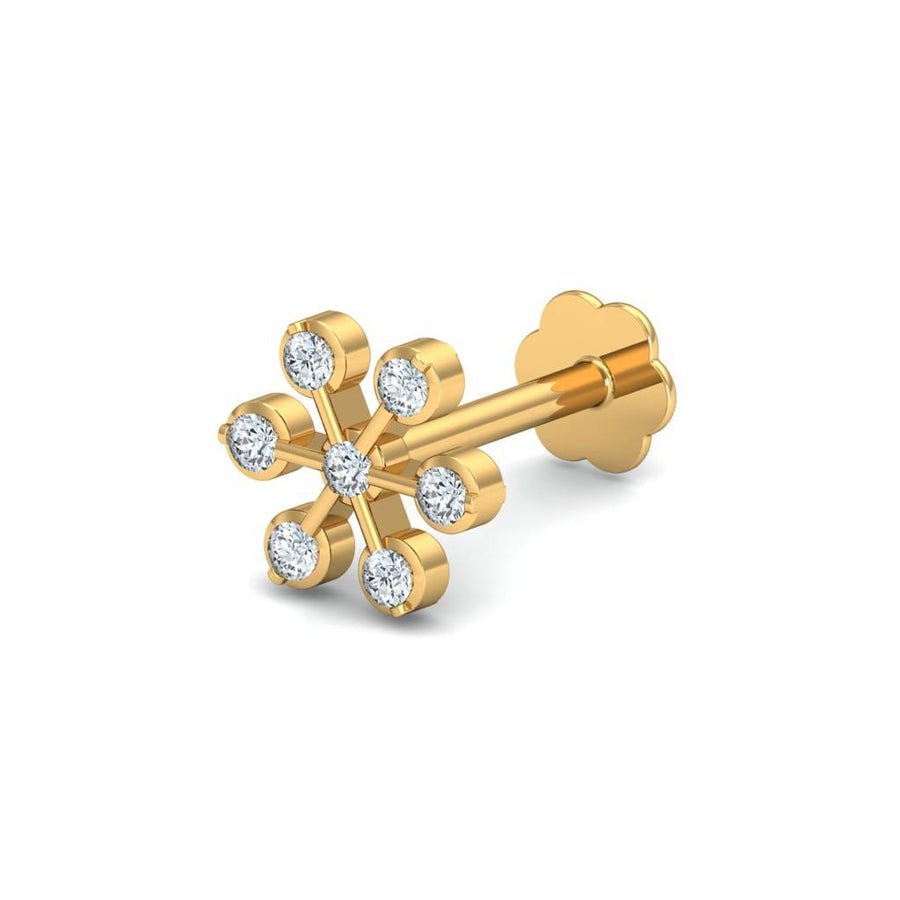 Six-Pointed Star White CZ Nose Pin – 925 Sterling Silver
