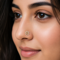 White CZ Star Nose Pin 925 Sterling Silver Yellow Plated