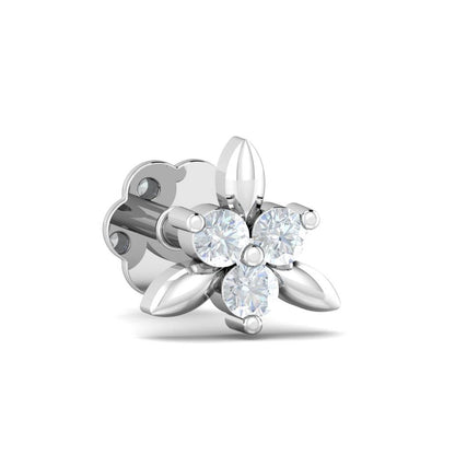 White CZ Leaf Cluster Nose Pin – 925 Sterling Silver
