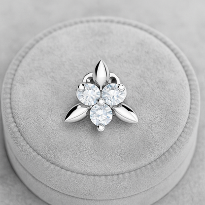 White CZ Leaf Cluster Nose Pin – 925 Sterling Silver