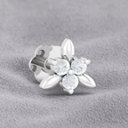 White CZ Leaf Cluster Nose Pin 925 Sterling Silver