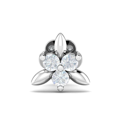 White CZ Leaf Cluster Nose Pin – 925 Sterling Silver