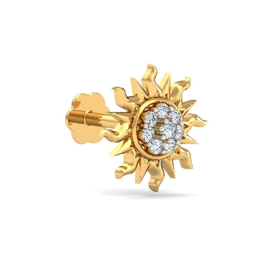 Sun Shape White CZ Nose Pin – 925 Sterling Silver