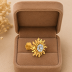 Sun Shape White CZ Nose Pin 925 Sterling Silver Yellow Plated
