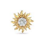 Sun Shape White CZ Nose Pin 925 Sterling Silver Yellow Plated