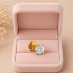 Classic Single White CZ Nose Pin 925 Sterling Silver Yellow Plated