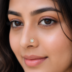 White CZ Daisy Nose Pin 925 Sterling Silver Yellow Plated