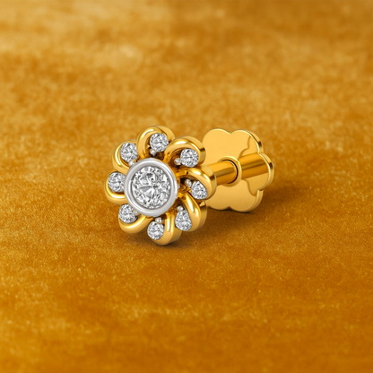 White CZ Daisy Nose Pin – 925 Sterling Silver