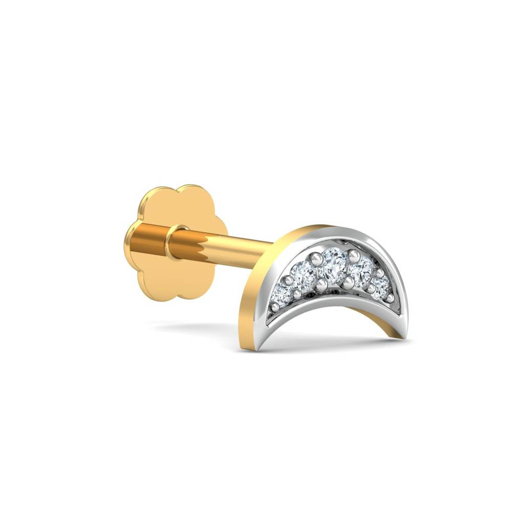Half-Moon White CZ Nose Pin 925 Sterling Silver Yellow Plated