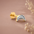 Half-Moon White CZ Nose Pin 925 Sterling Silver Yellow Plated