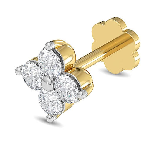 Four-Stone Flower White CZ Nose Pin – 925 Sterling Silver