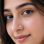Four Stone Flower White CZ Nose Pin 925 Sterling Silver Yellow Plated