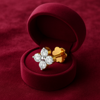 Four Stone Flower White CZ Nose Pin 925 Sterling Silver Yellow Plated