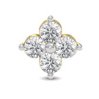 Four Stone Flower White CZ Nose Pin 925 Sterling Silver Yellow Plated