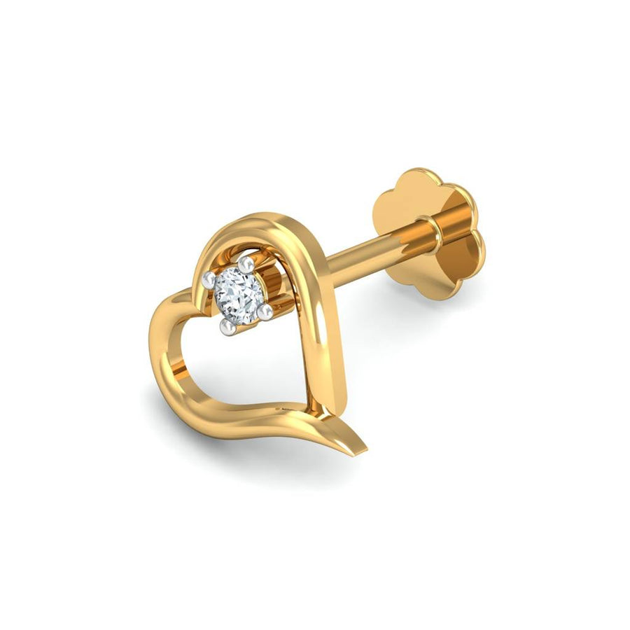 Open Heart White CZ Nose Pin – 925 Sterling Silver