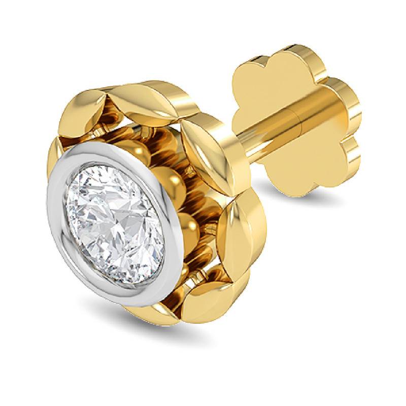 Floral Bezel-Set White CZ Nose Pin – 925 Sterling Silver