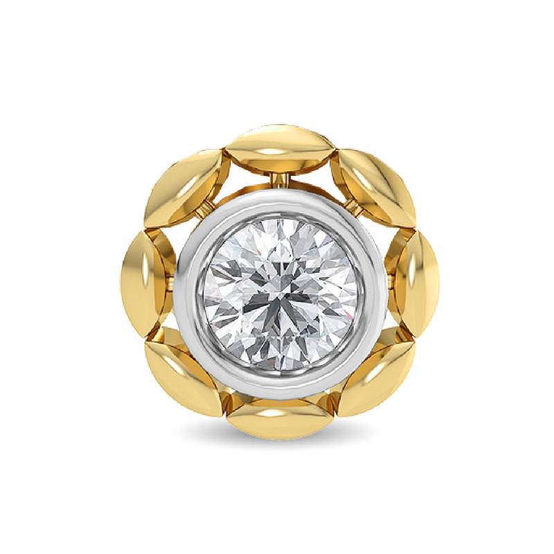 Floral Bezel-Set CZ Nose Pin 925 Sterling Silver Yellow Plated