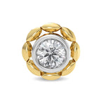 Floral Bezel-Set CZ Nose Pin 925 Sterling Silver Yellow Plated