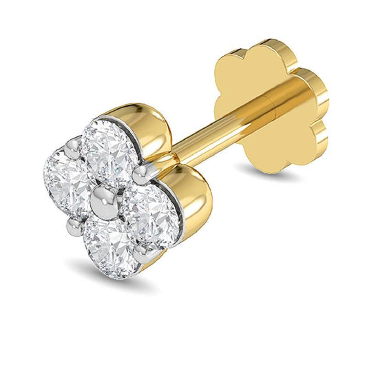 Four-Petal White CZ Nose Pin – 925 Sterling Silver