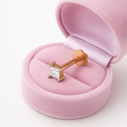 Princess-Cut CZ Minimal & Elegant Nose Pin 925 Sterling Silver Yellow Plated