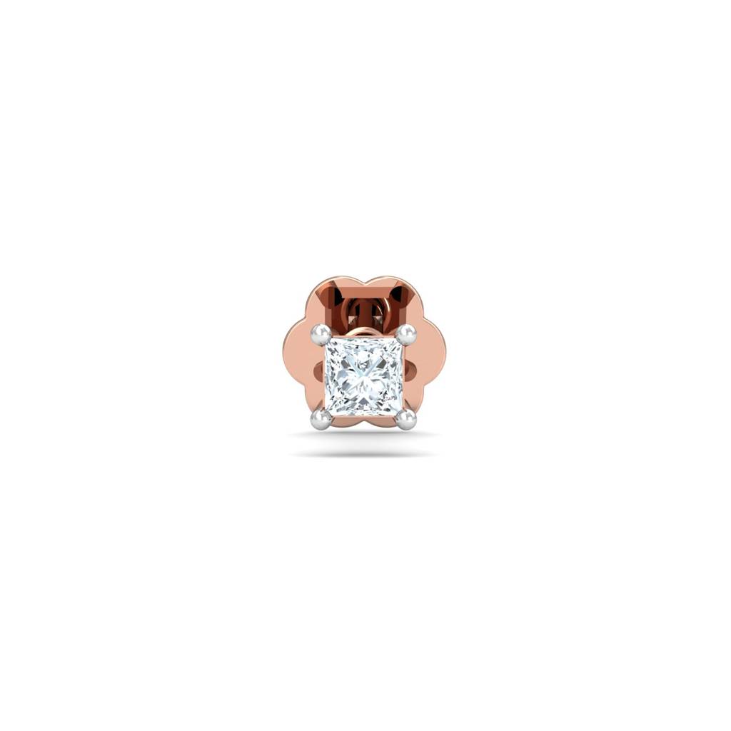 Princess-Cut CZ Minimal & Elegant Nose Pin 925 Sterling Silver Yellow Plated
