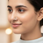 Spiral CZ Elegant Curved Nose Pin 925 Sterling Silver Yellow Plated
