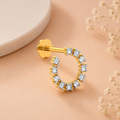 Spiral CZ Elegant Curved Nose Pin 925 Sterling Silver Yellow Plated