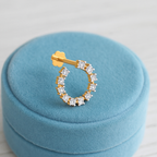 Spiral CZ Elegant Curved Nose Pin 925 Sterling Silver Yellow Plated
