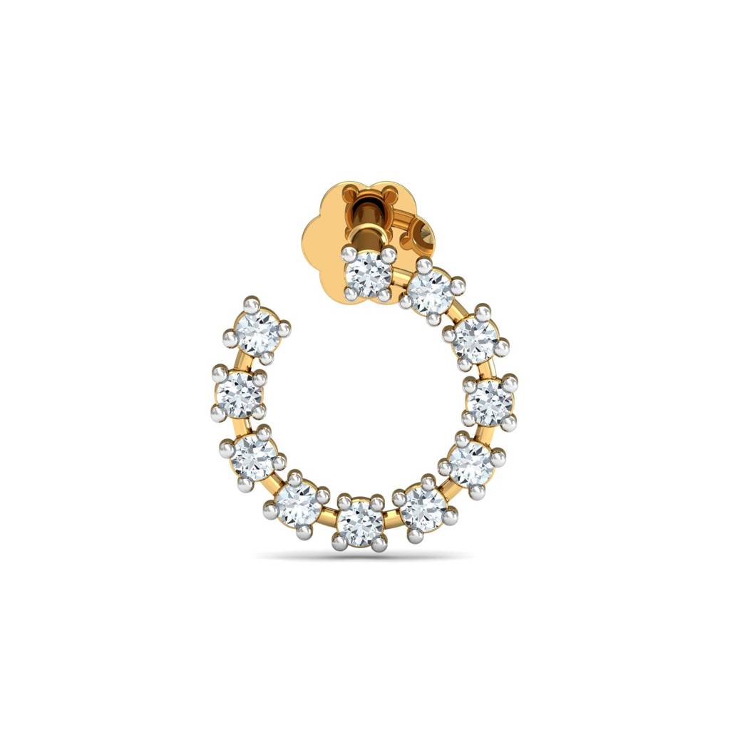 Spiral CZ Elegant Curved Nose Pin 925 Sterling Silver Yellow Plated