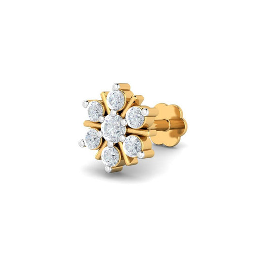 Seven-Stone Floral White CZ Nose Pin – 925 Sterling Silver